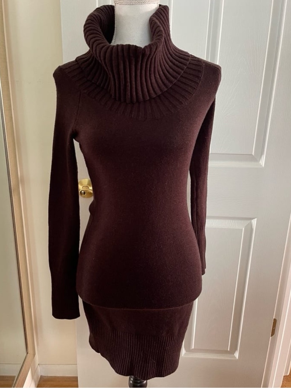 INC Brown Turtleneck Sweater Dress